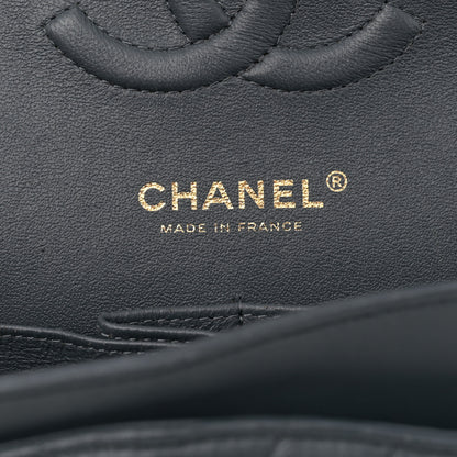 Chanel Lambskin Chevron Quilted Medium Double Flap Dark Grey 6 of 16