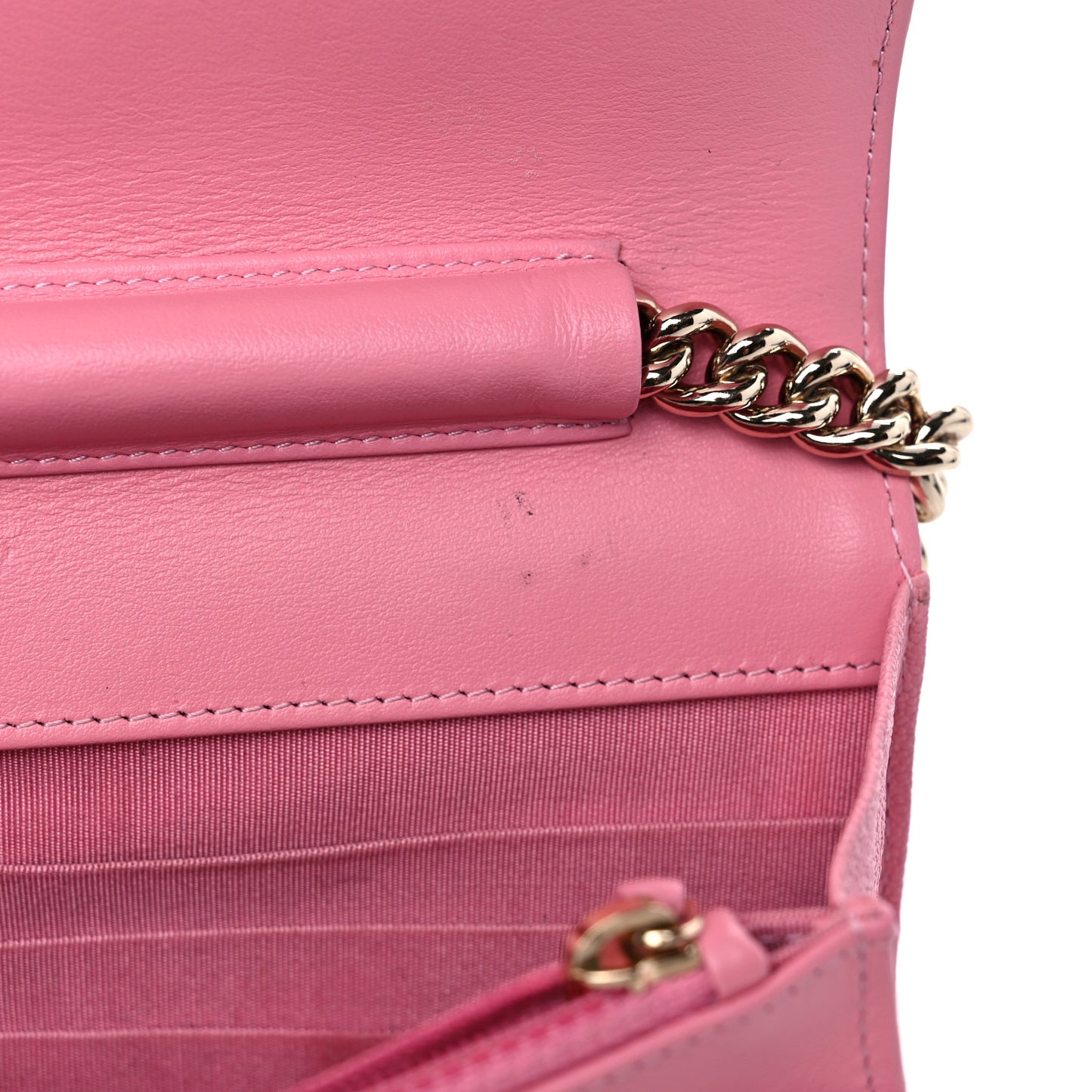 Caviar Quilted Boy Wallet On Chain WOC Pink