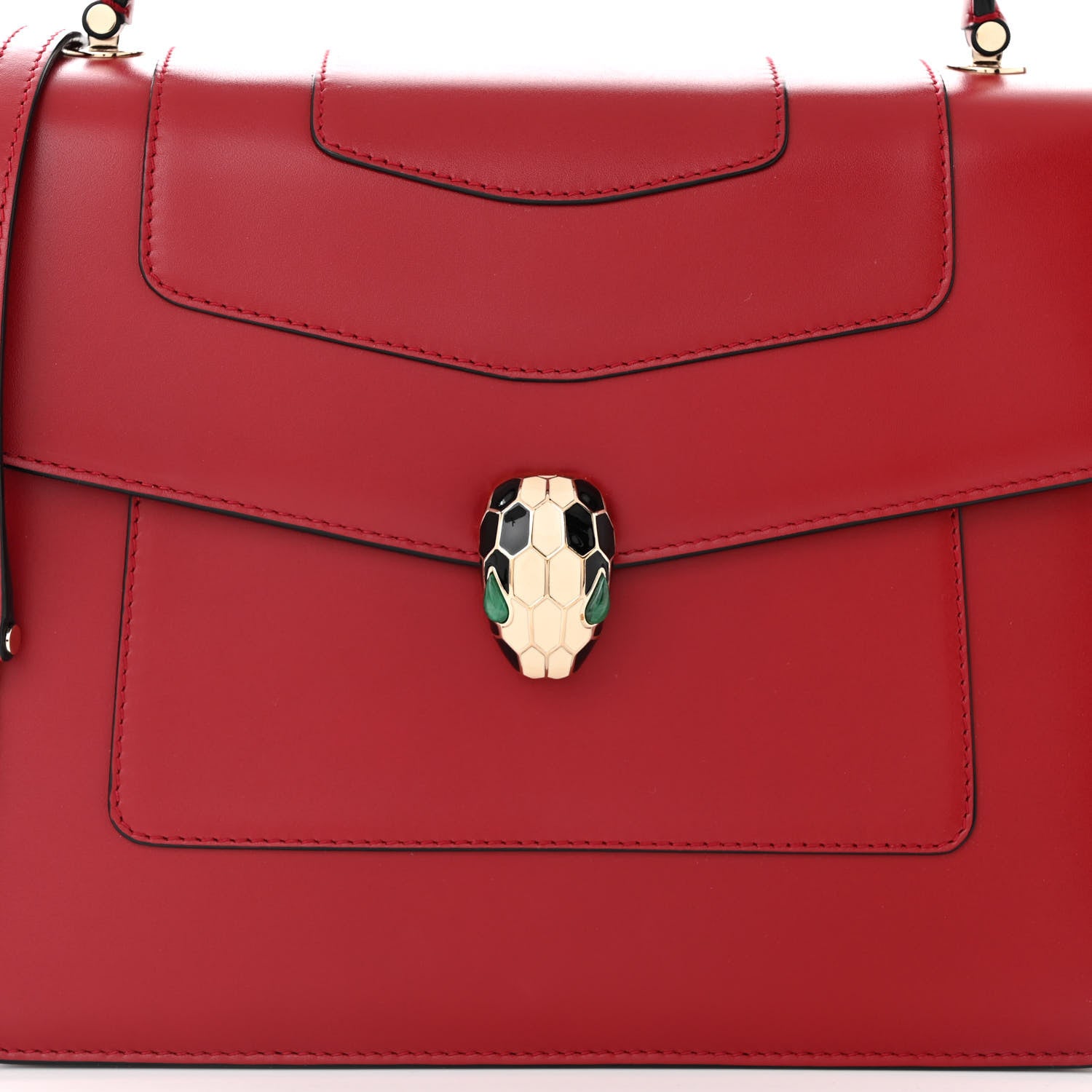 Bulgari Calfskin Large Serpenti Forever Top Handle Red 8 of 11