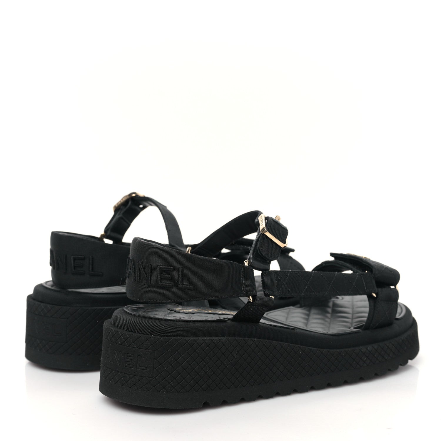 Chanel Grosgrain CC Platform Sandals 37 Black 4 of 9