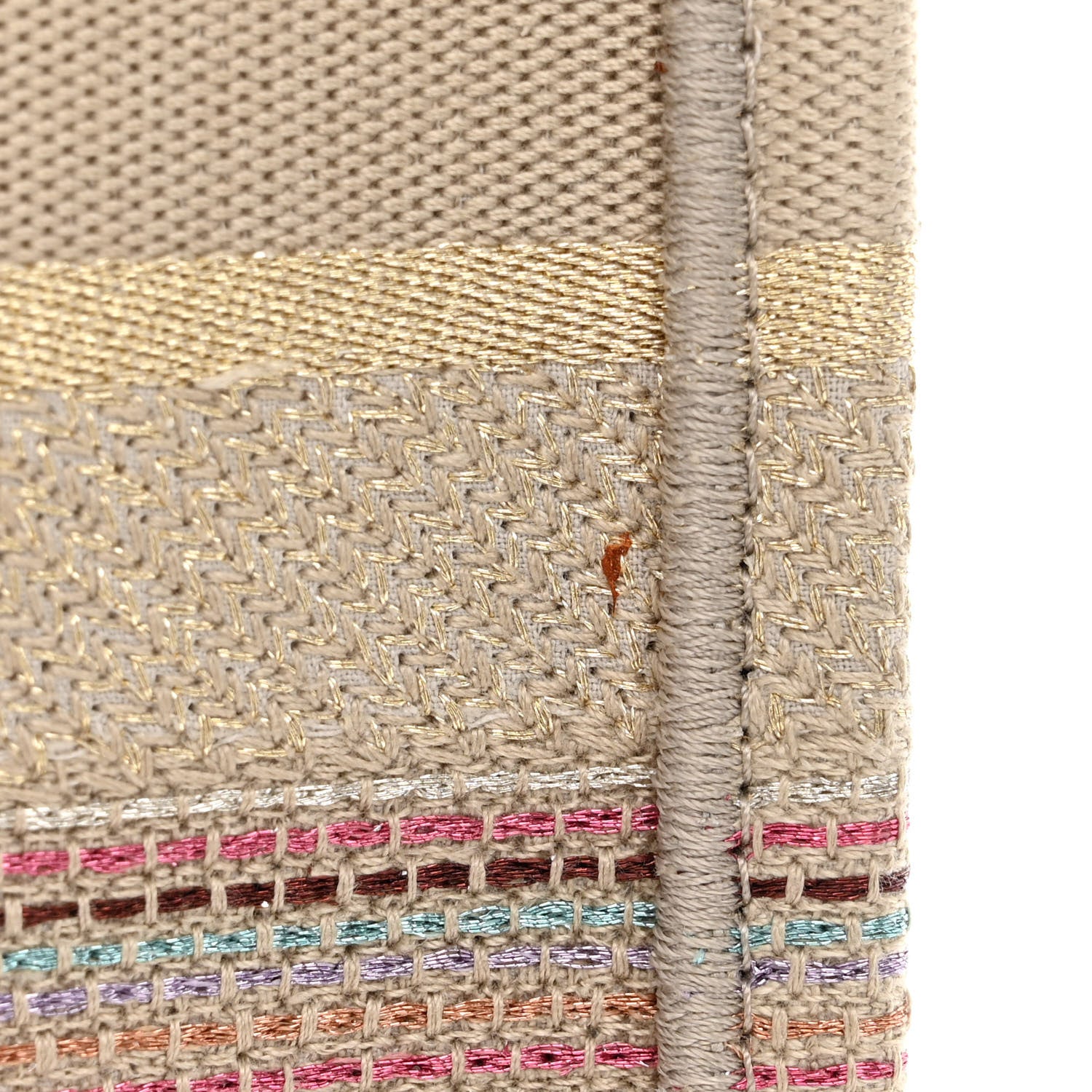 Christian Dior Canvas Embroidered Medium Stripes Book Tote Beige Multicolor 14 of 15