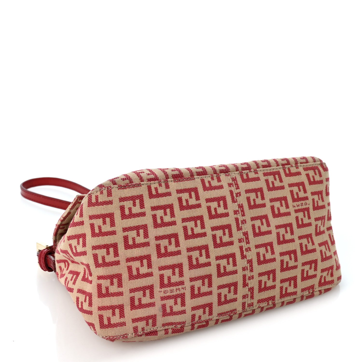 Fendi Zucchino Vitello Mini Mama Baguette Beige Rosso 4 of 10