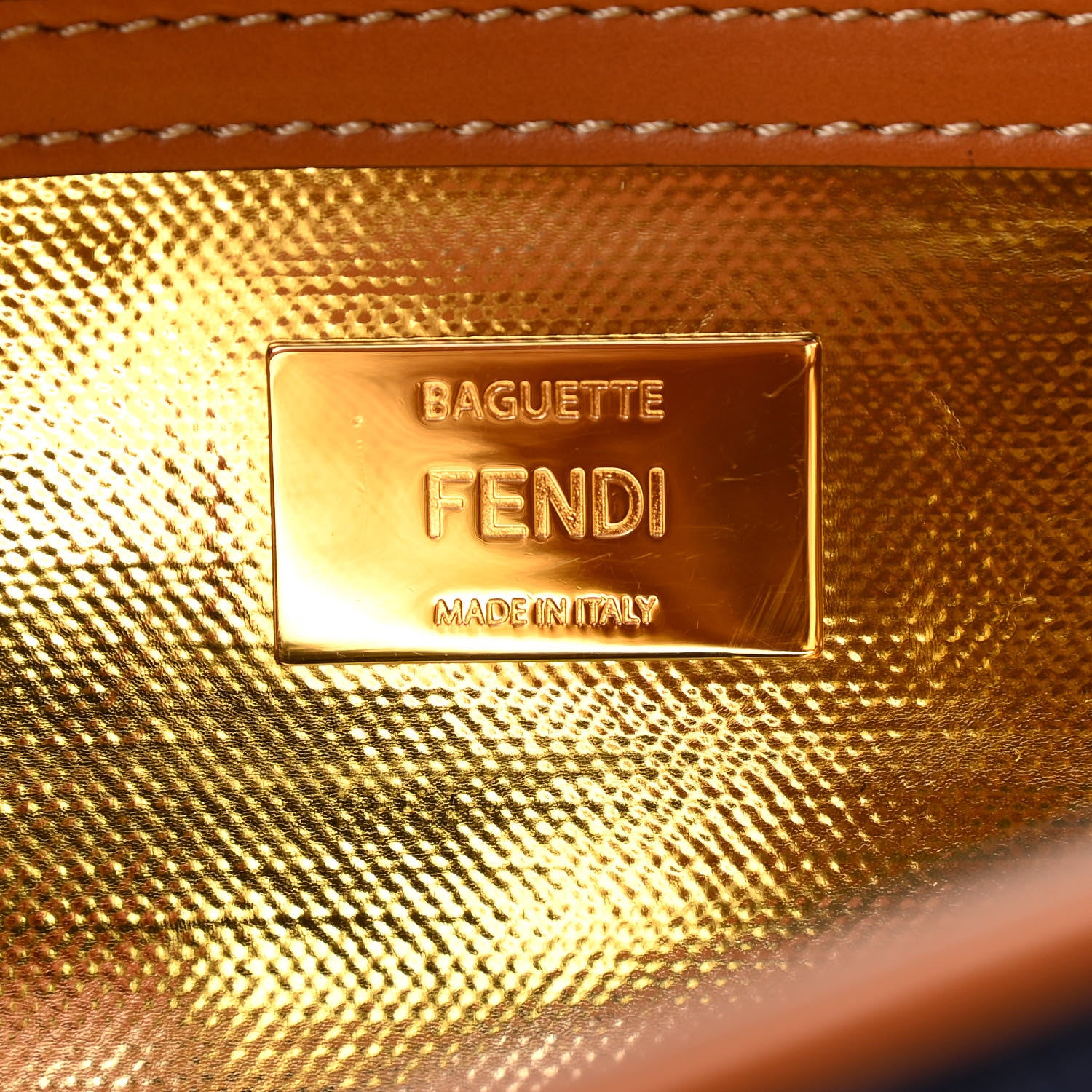 Fendi Denim Vitello King FF Embroidered Baguette Blue Cuoio 6 of 9