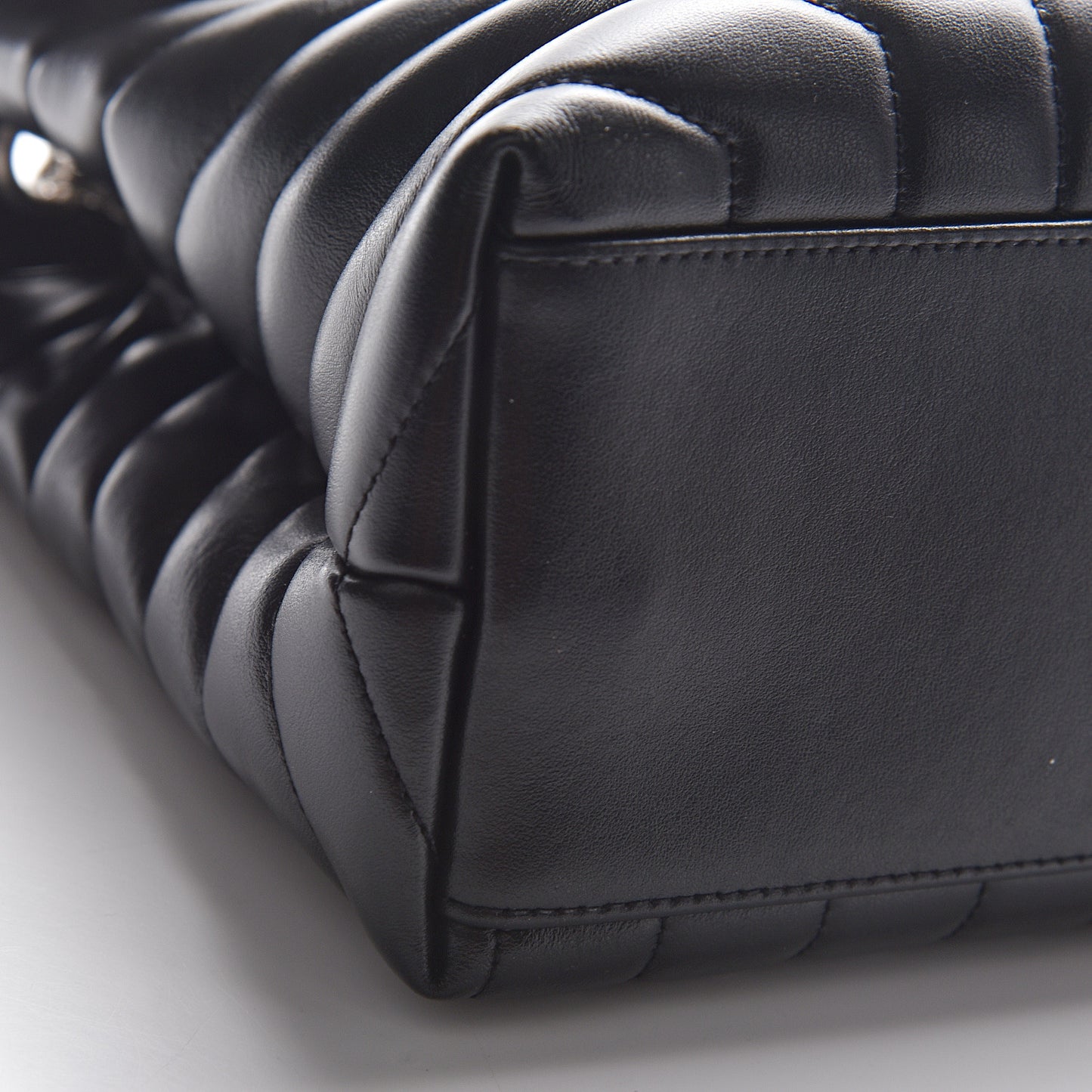 Calfskin Y Quilted Monogram Medium Loulou Chain Satchel Black