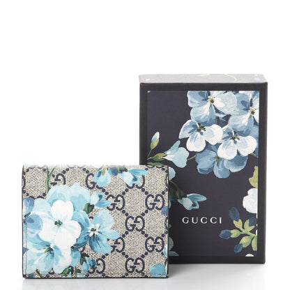 Gucci GG Supreme Monogram Blooms Card Case Beige Blue Navy Hibiscus Red 11 of 11