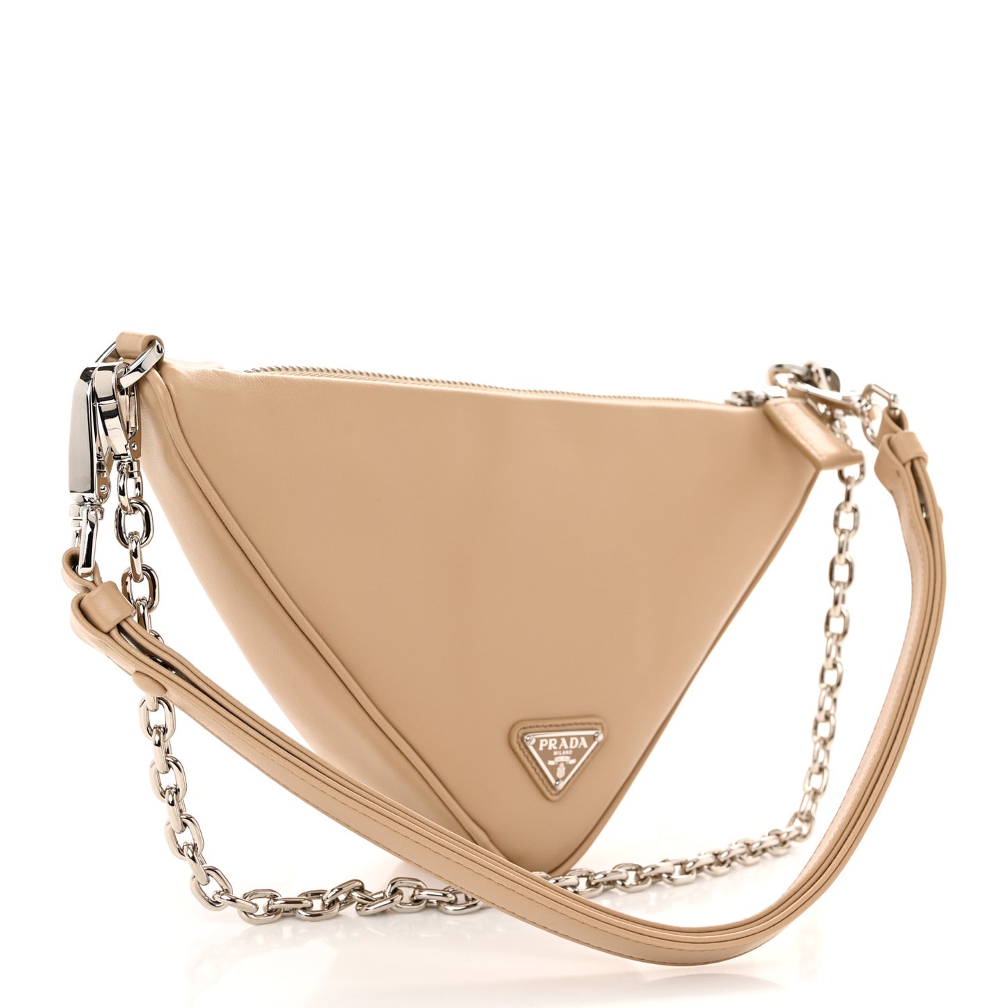 Grace Lux Triangle Logo Embossed Mini Triangle Bag Sabbia