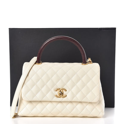 Chanel Caviar Lizard Quilted Small Coco Handle Flap Ivory 10 of 10