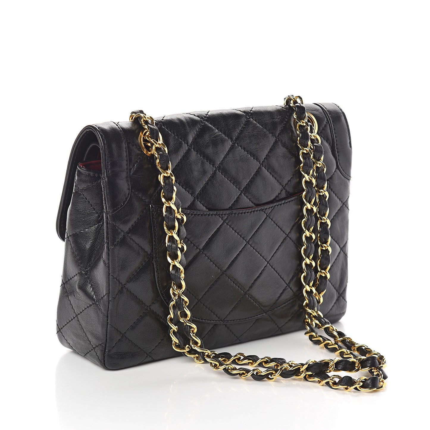 Lambskin Quilted Small Double Flap Black