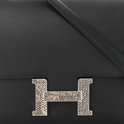 Hermes Madame Calfskin Lizard Constance 24 Black Ombre 8 of 15