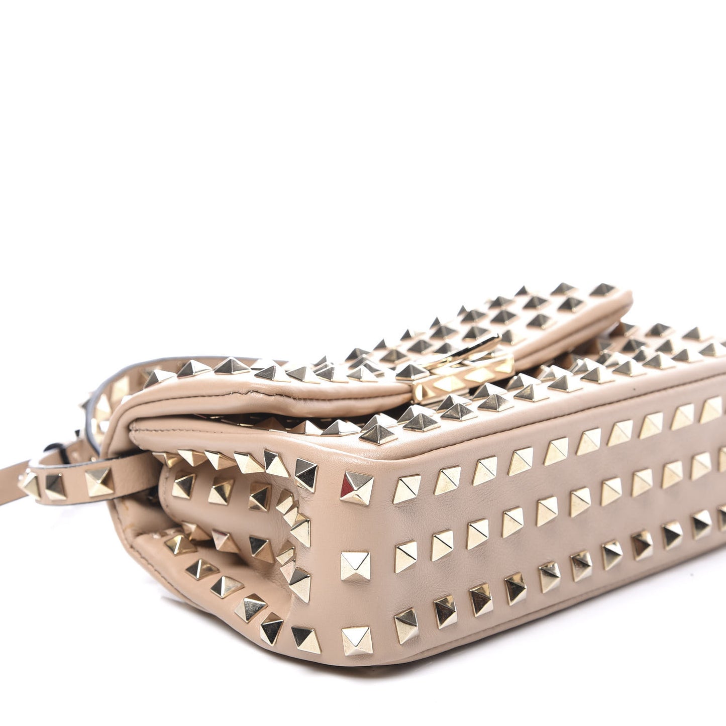 Vitello Mini Rockstud All Over Flap Saddle Crossbody Bag Rose Cannelle