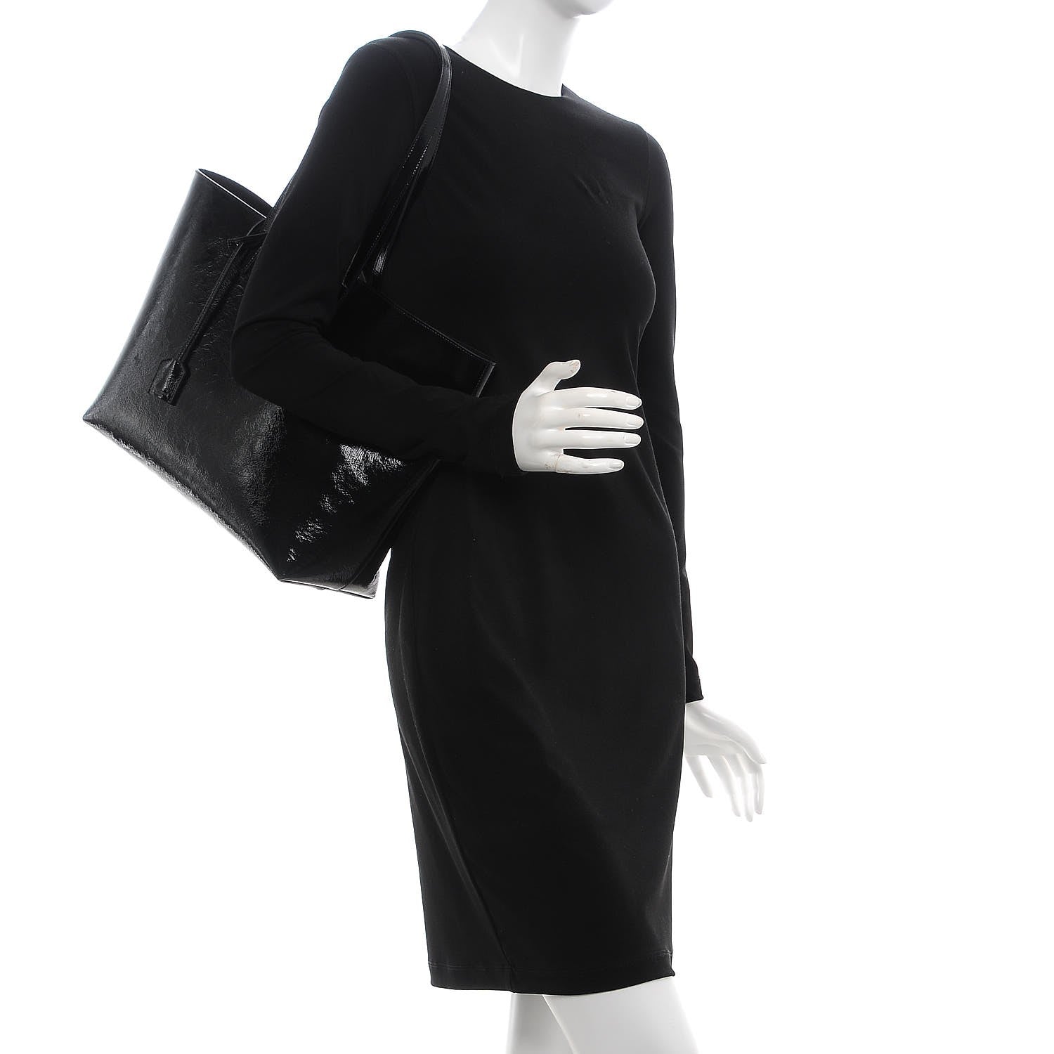 Saint Laurent Patent Calfskin Large Shopping Tote Black 2 of 9