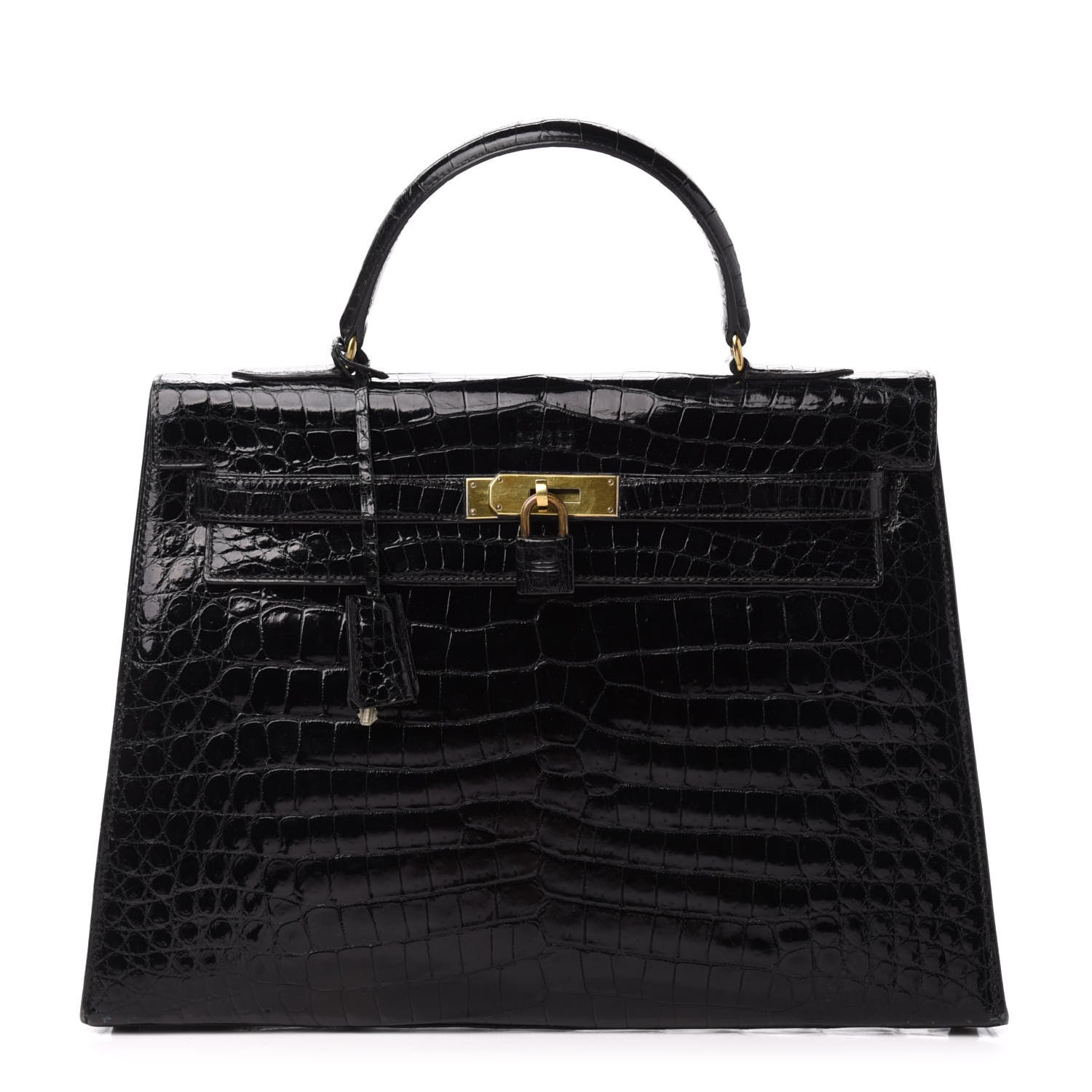 Hermes Shiny Crocodile Kelly Sellier 32 Black 1 of 33