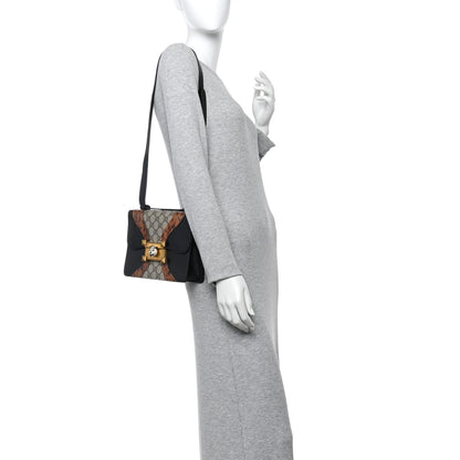 Gucci Nappa Elaphe GG Supreme Monogram Medium Osiride Shoulder Bag Black Bright Cuir Beige Ebony 2 of 15