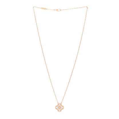 Van Cleef & Arpels 18K Rose Gold Diamond Vintage Alhambra Pendant Necklace 3 of 5