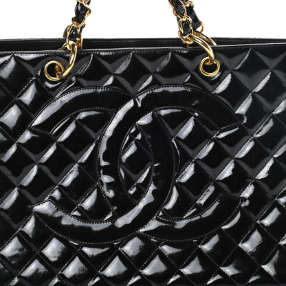 Chanel Patent Quilted Grand Shopping Tote GST Black 9 of 15