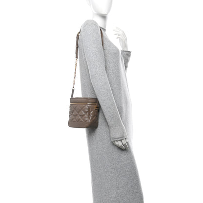 Saint Laurent Grain de Poudre Quilted 80's Vanity Bag Dark Beige 2 of 10
