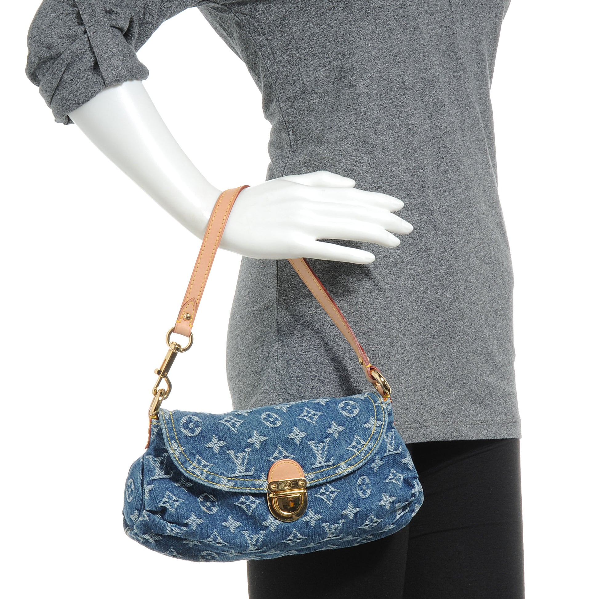 Louis Vuitton Monogram Denim Mini Pleaty Blue 2 of 8