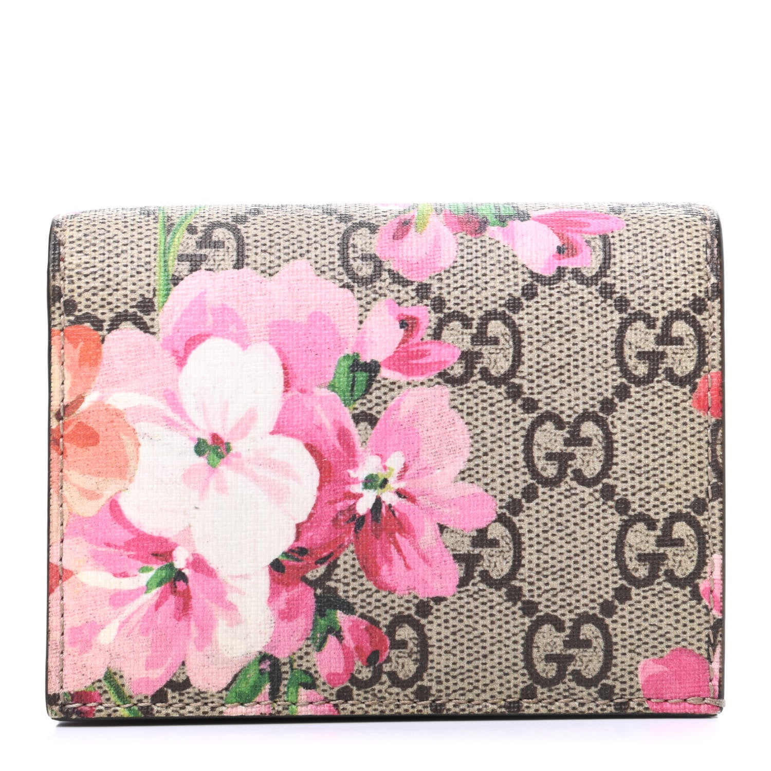 Gucci GG Supreme Monogram Blooms Card Case Wallet Beige Multicolor Dry Rose 1 of 9