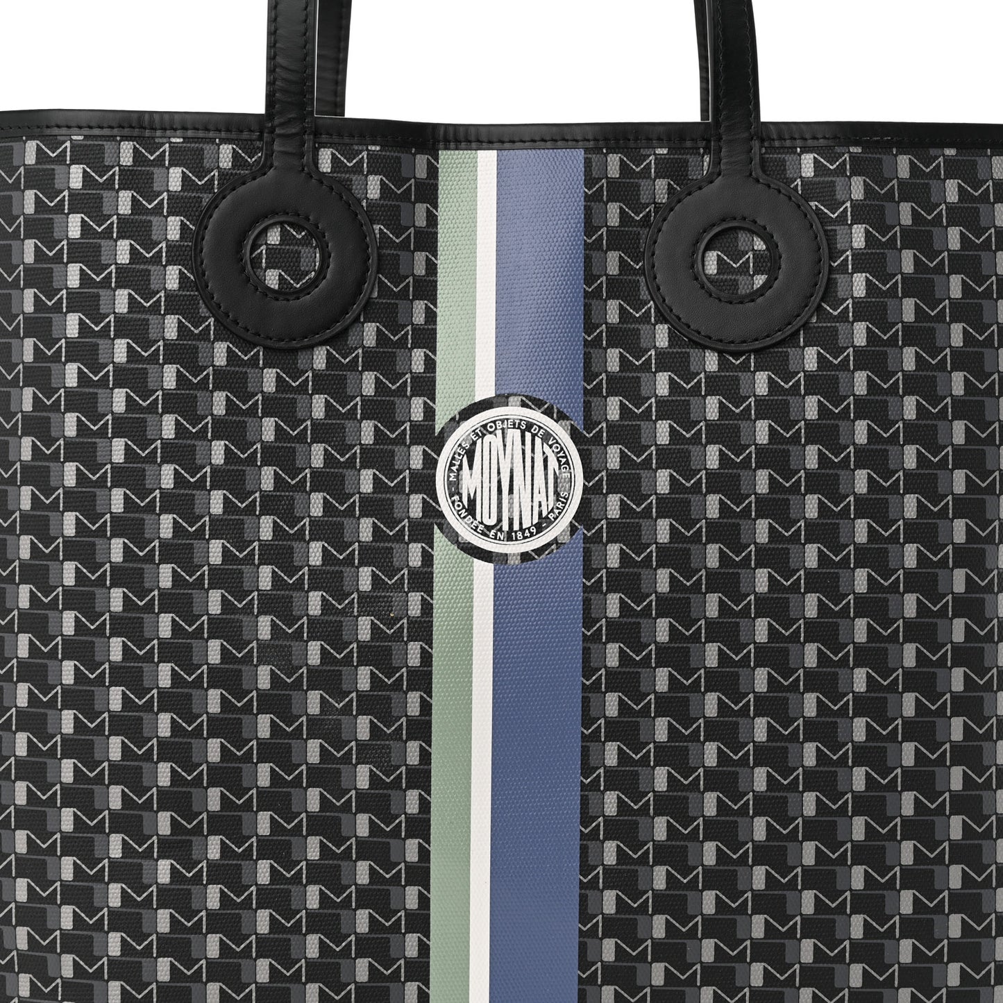 Grained Calfskin Canvas 1920 Oh! Tote Ruban GM Carbon Silver