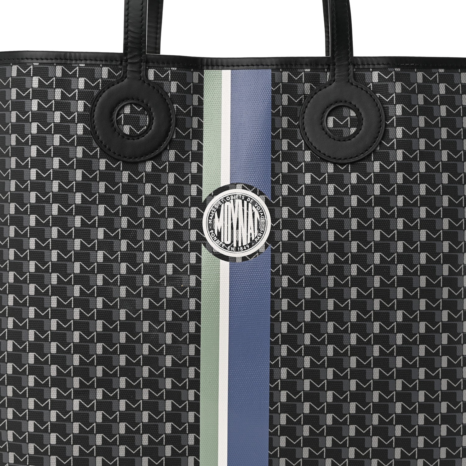 Moynat Grained Calfskin Canvas 1920 Oh! Tote Ruban GM Carbon Silver 8 of 10