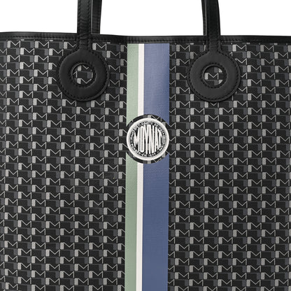 Moynat Grained Calfskin Canvas 1920 Oh! Tote Ruban GM Carbon Silver 8 of 10