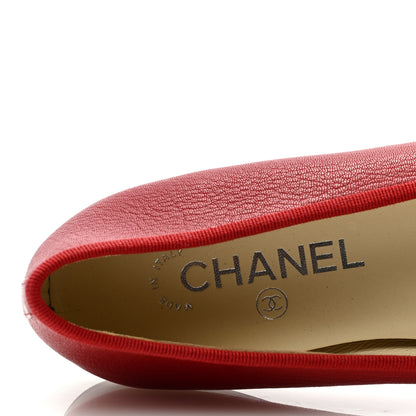 Chanel Goatskin Patent Cap Toe CC Ballerina Flats 39.5 Red 7 of 8