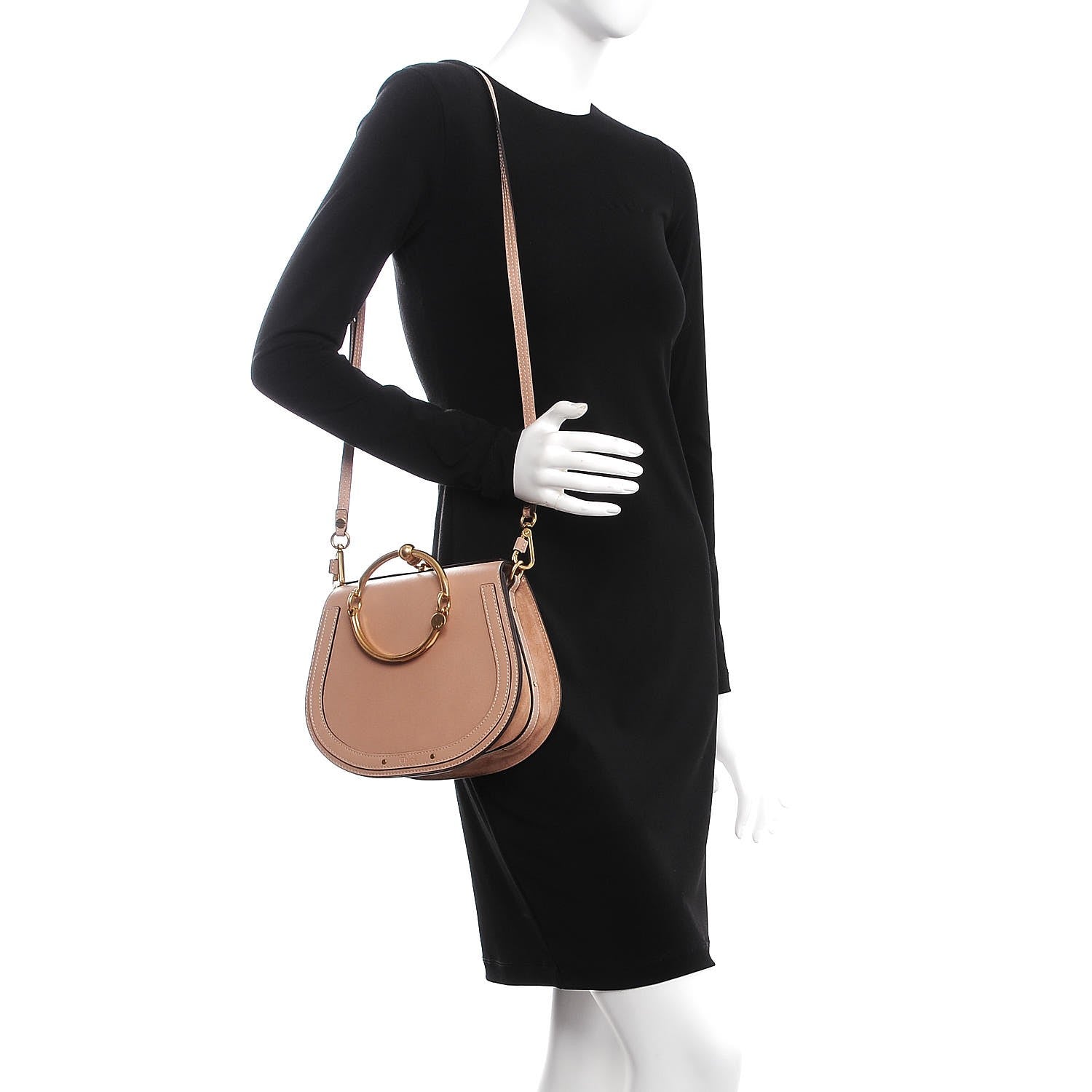 Chloe Calfskin Suede Medium Nile Bracelet Bag Biscotti Beige 2 of 7