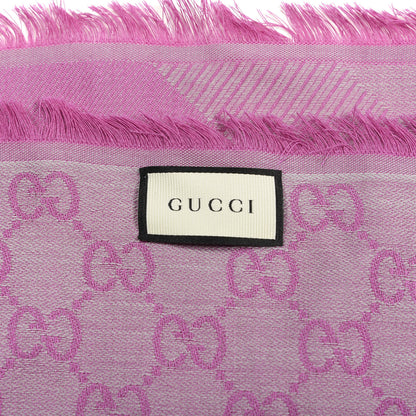 Gucci Wool Silk Monogram GGWeb Fringe Shawl Purple 2 of 3
