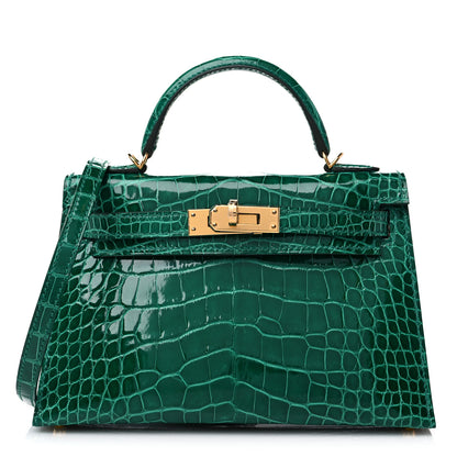 Hermes Shiny Alligator Mini Kelly Sellier 20 Vert Emeraude 1 of 11