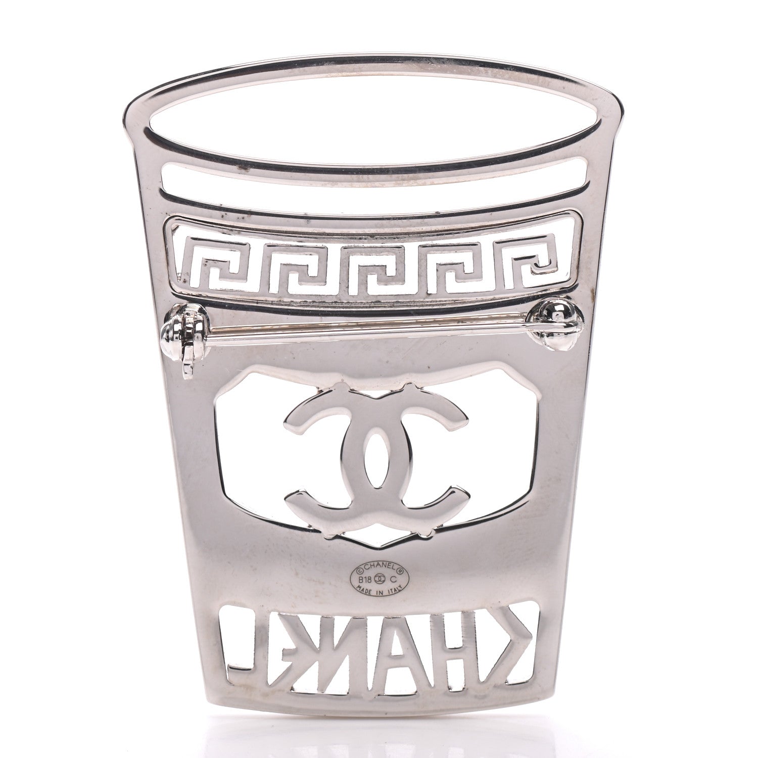 Chanel Crystal CC Greek Cup Brooch Silver Blue 3 of 6