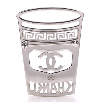 Chanel Crystal CC Greek Cup Brooch Silver Blue 3 of 6