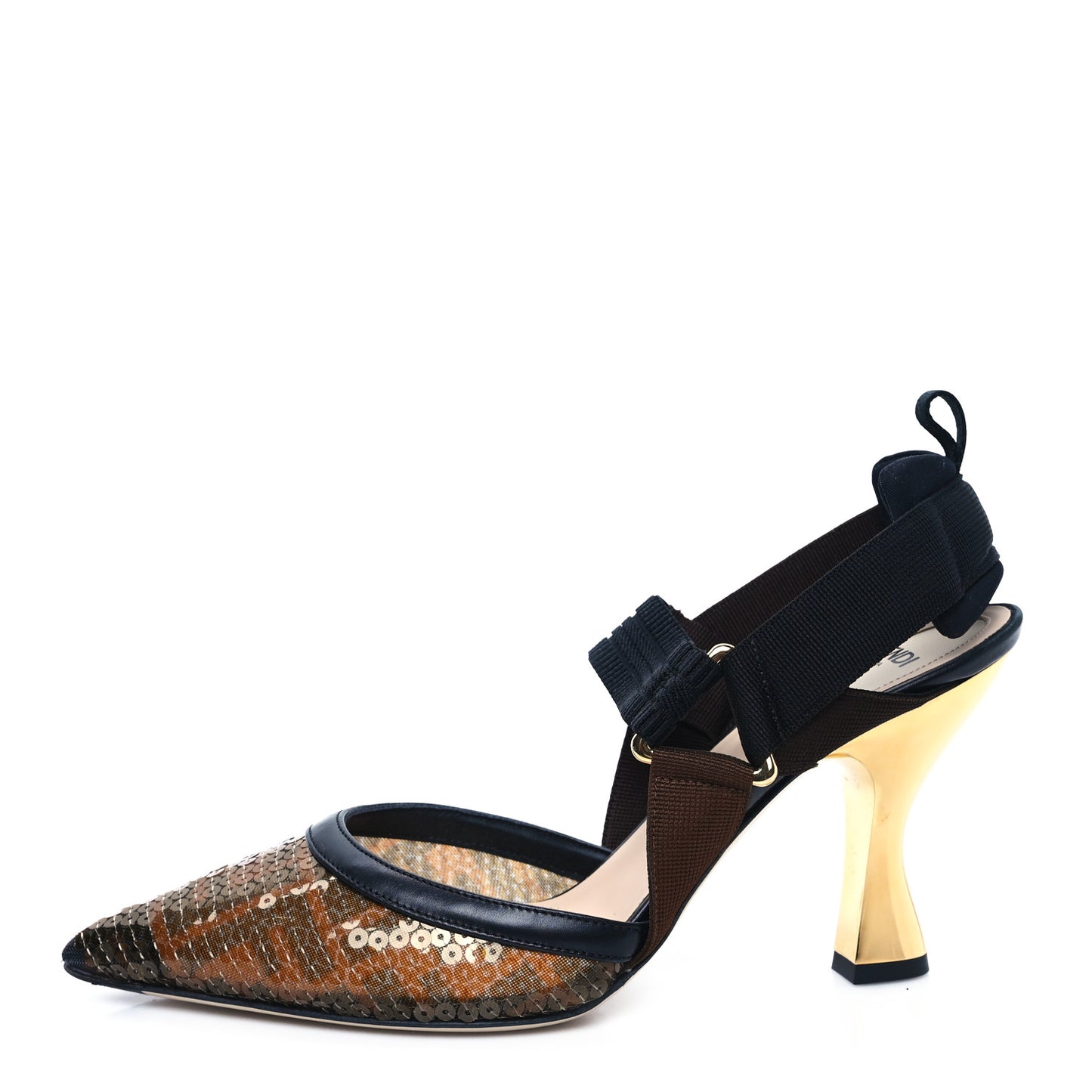 Sequin Paillettes FF Colibri 85mm Slingback Pumps 38 Black Ambra
