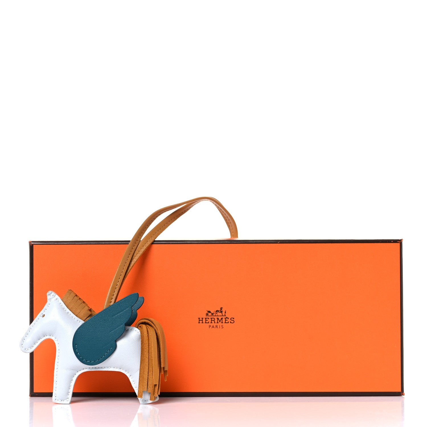 Hermes Milo Lambskin Grigri Rodeo Pegase Horse Bag Charm PM Bleu Brume Sesame Vert Bosphore 5 of 5