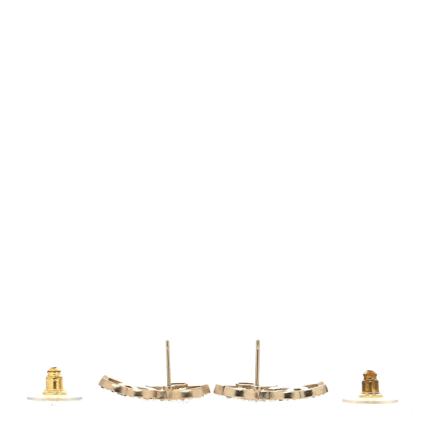 Chanel Crystal Double CC Earrings Gold Black 3 of 4