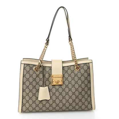 Gucci GG Supreme Monogram Medium Padlock Tote White 1 of 11