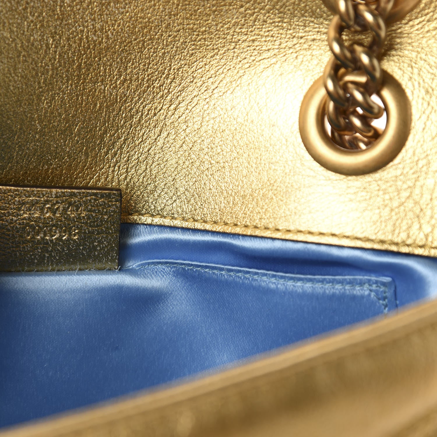 Gucci Metallic Calfskin Matelasse Mini GG Marmont Shoulder Bag Gold Pink 9 of 11
