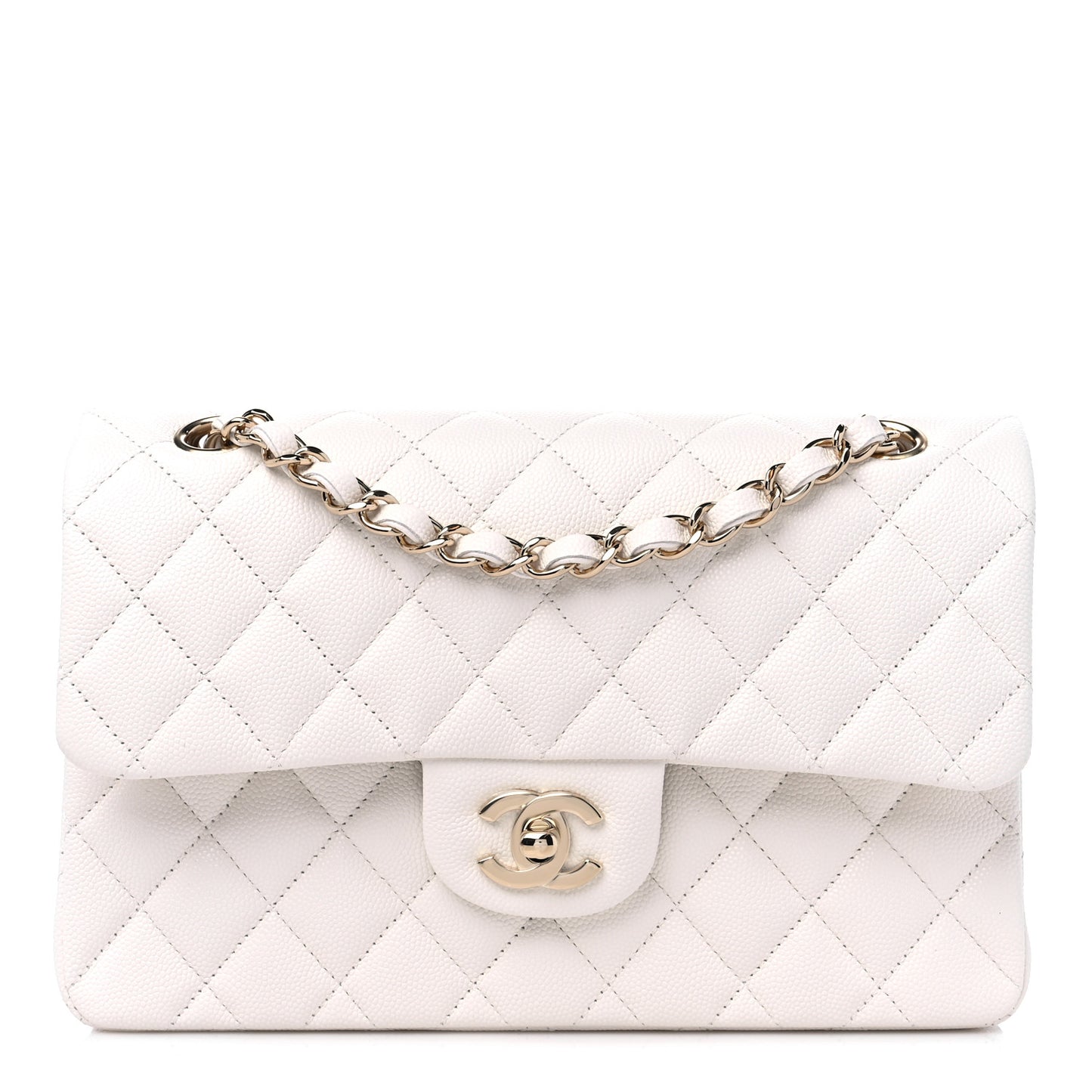 Caviar Quilted Small Double Flap White
