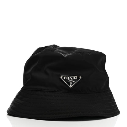 Prada Re-Nylon Metal Triangle Logo Womens Bucket Hat M Black 5 of 8