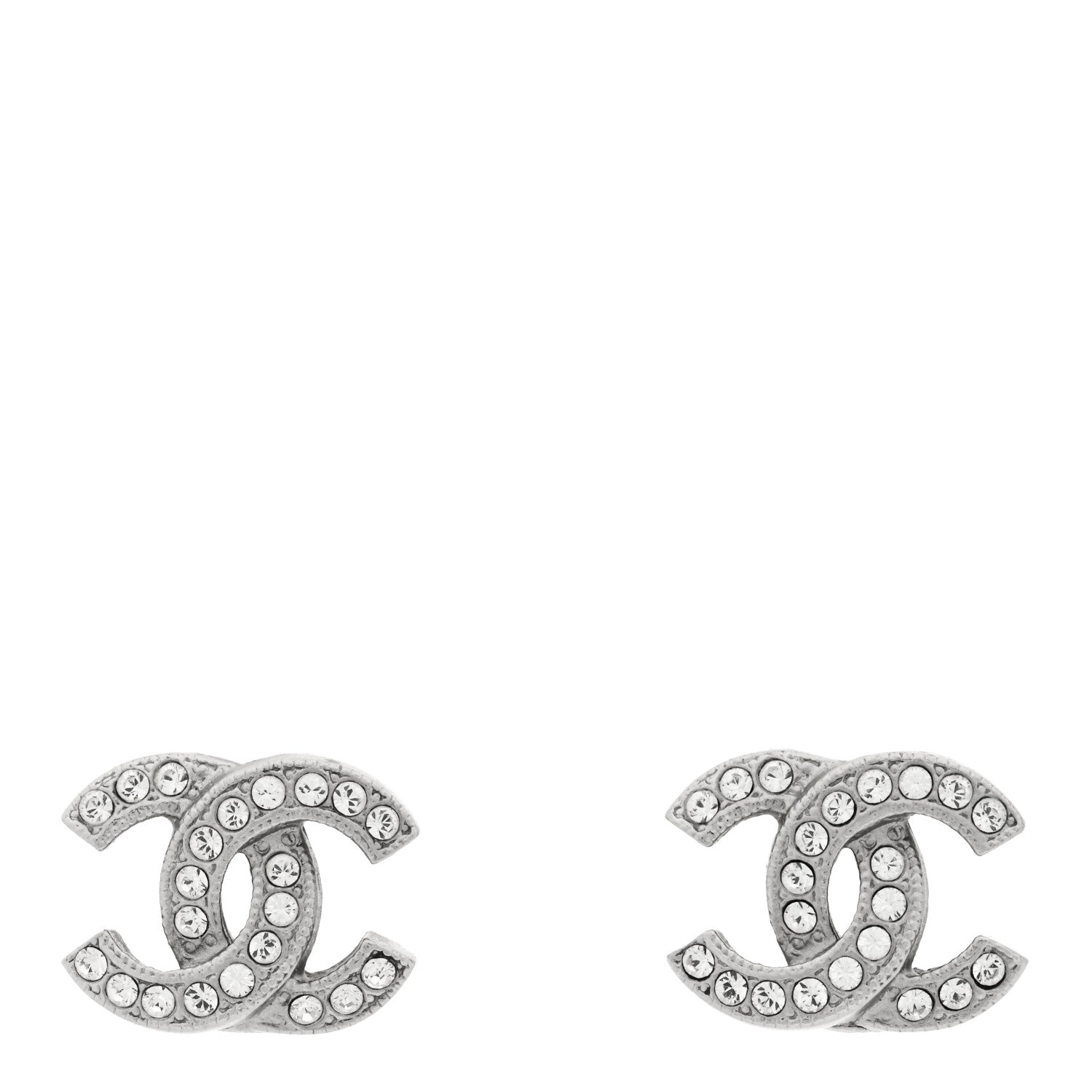 Chanel Crystal CC Earrings Silver 1 of 4