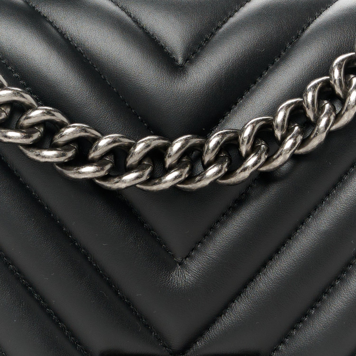 Chanel Calfskin Chevron Quilted Medium Boy Flap Black 8 of 11