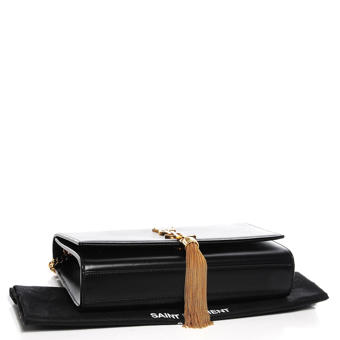 Smooth Calfskin Medium Classic Monogram Kate Tassel Satchel Black