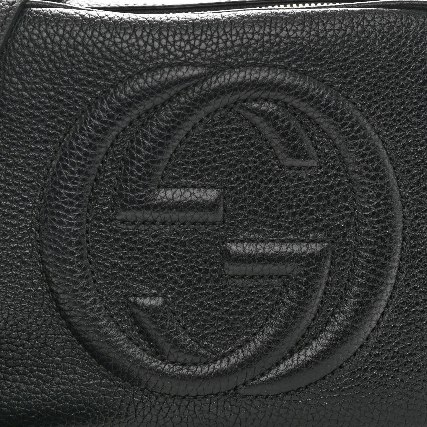 Pebbled Calfskin Small Soho Disco Bag Black