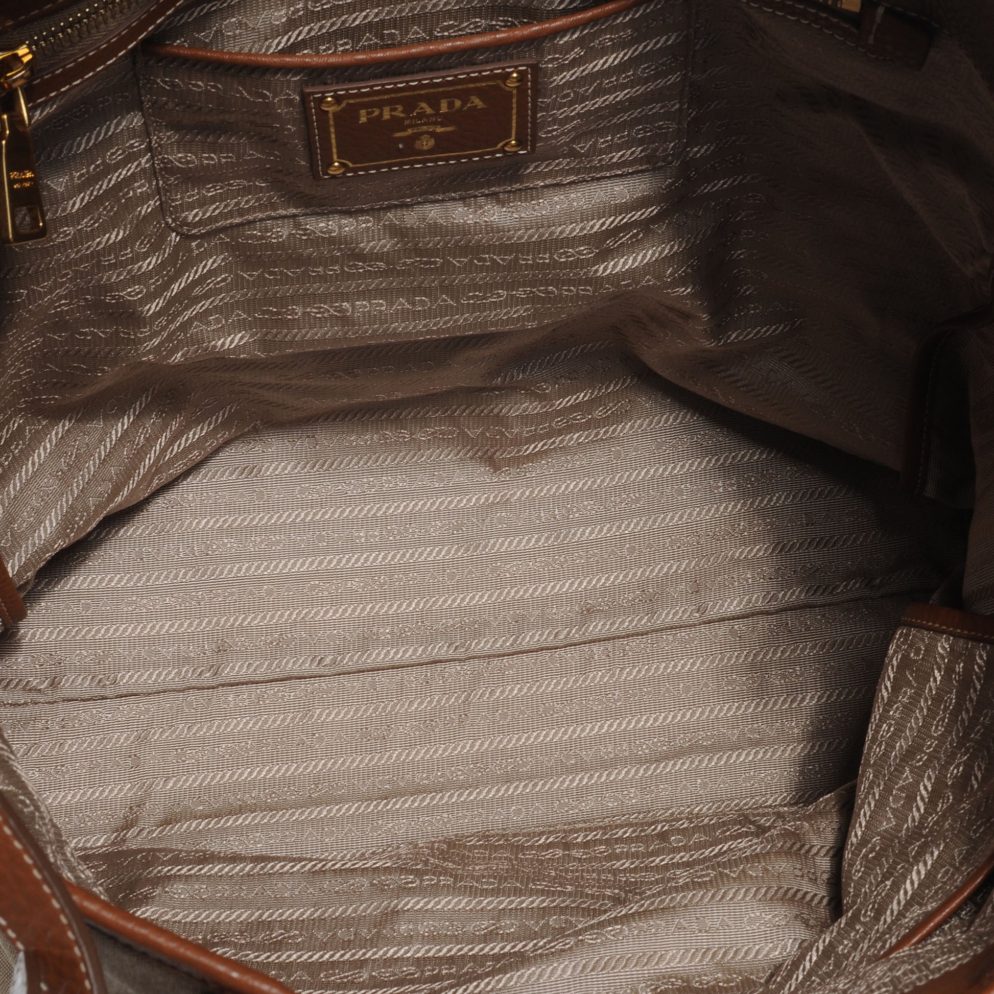 Prada Jacquard Logo Tote Corda Brandy 6 of 9