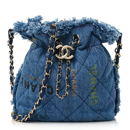 Chanel Denim Quilted Small Mood Bucket With Chain Blue Multicolor 1 of 10