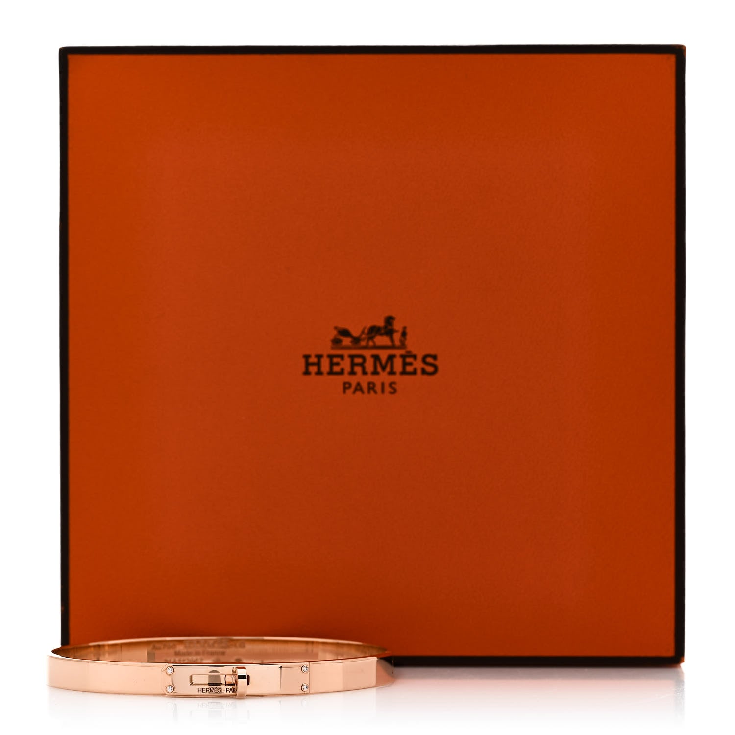 Hermes 18K Rose Gold Diamond PM Kelly Bracelet LG 4 of 4