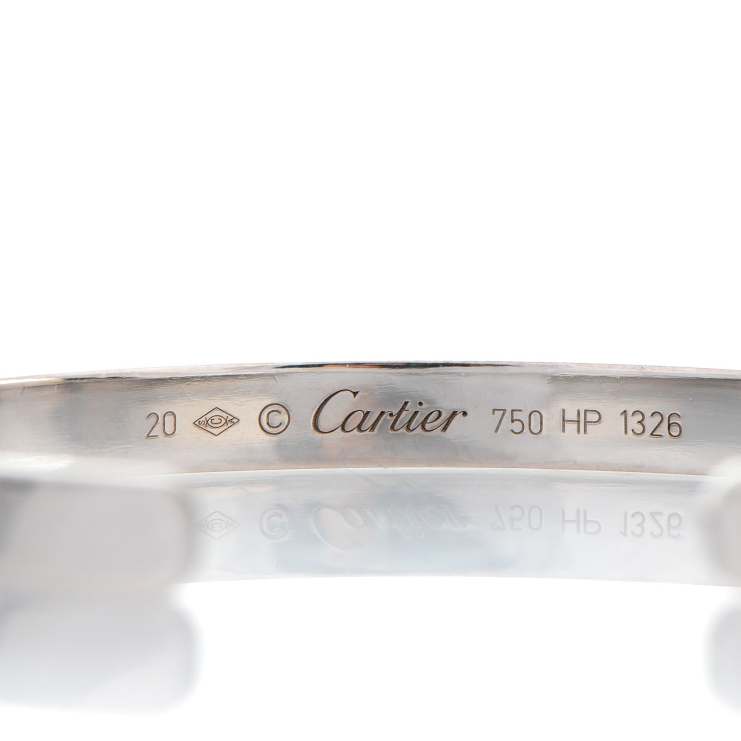 18K White Gold LOVE Cuff Bracelet 20