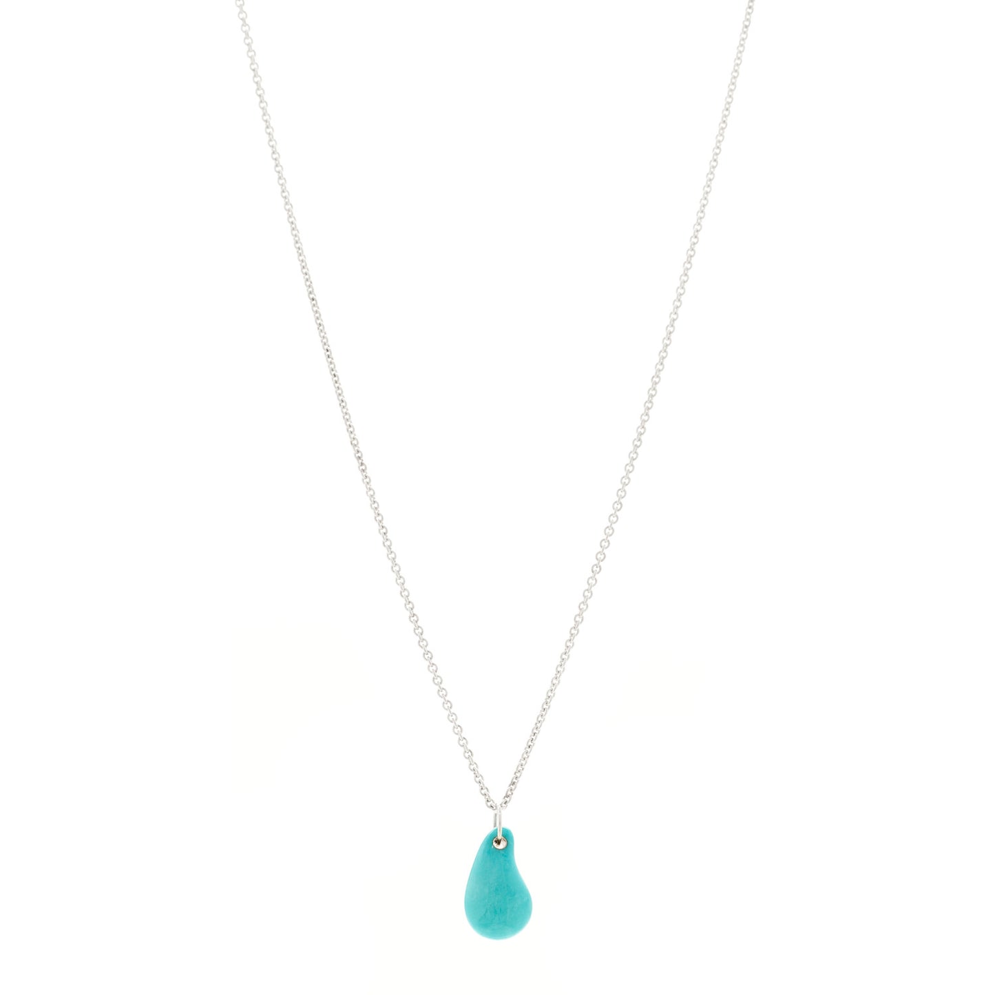 Sterling Silver Turquoise Elsa Peretti Teardrop Pendant Necklace