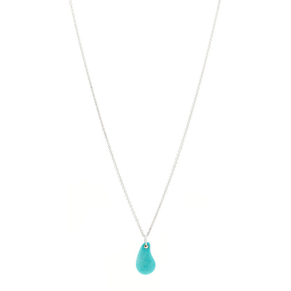 Tiffany Sterling Silver Turquoise Elsa Peretti Teardrop Pendant Necklace 1 of 5