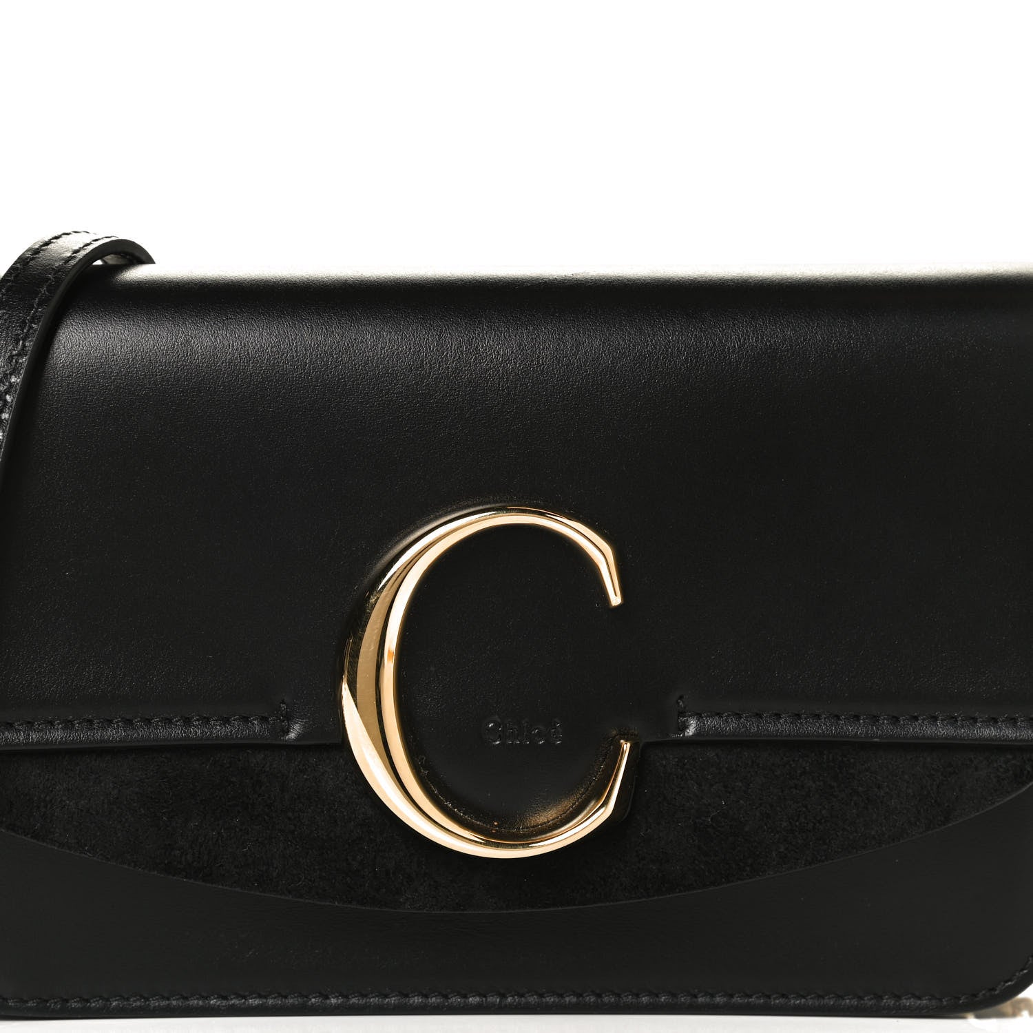 Chloe Calfskin Suede C Clutch With Chain Black 8 of 10