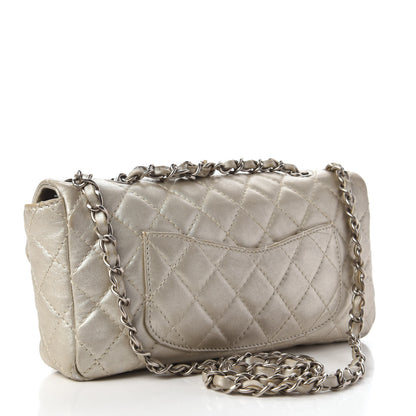 Chanel Metallic Lambskin Quilted East West Flap Silver 3 of 10